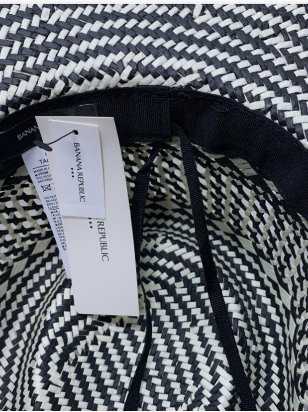 Banana Republic Black And White Woven Straw Boate… - image 3